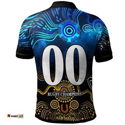 Panthers Rugby Polo Shirt - Custom Panthers Rugby Champions with Aboriginal Dot Painting Art Player And Number Polo Shirt