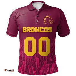 Brisbane Broncos Polo Shirt Logo Sport Ombre - NRL