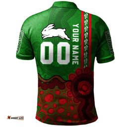South Sydney Rabbitohs Aboriginal Polo Shirt Rugby Indigenous Kangaroo Tracks - NRL