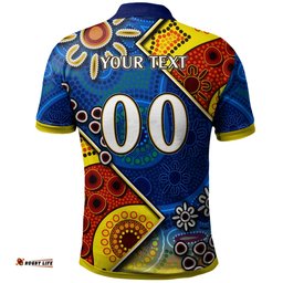 Eels Rugby Polo Shirt - Custom Eels Rugby Ball With Aboriginal Art Personalised Player And Number Polo Shirt