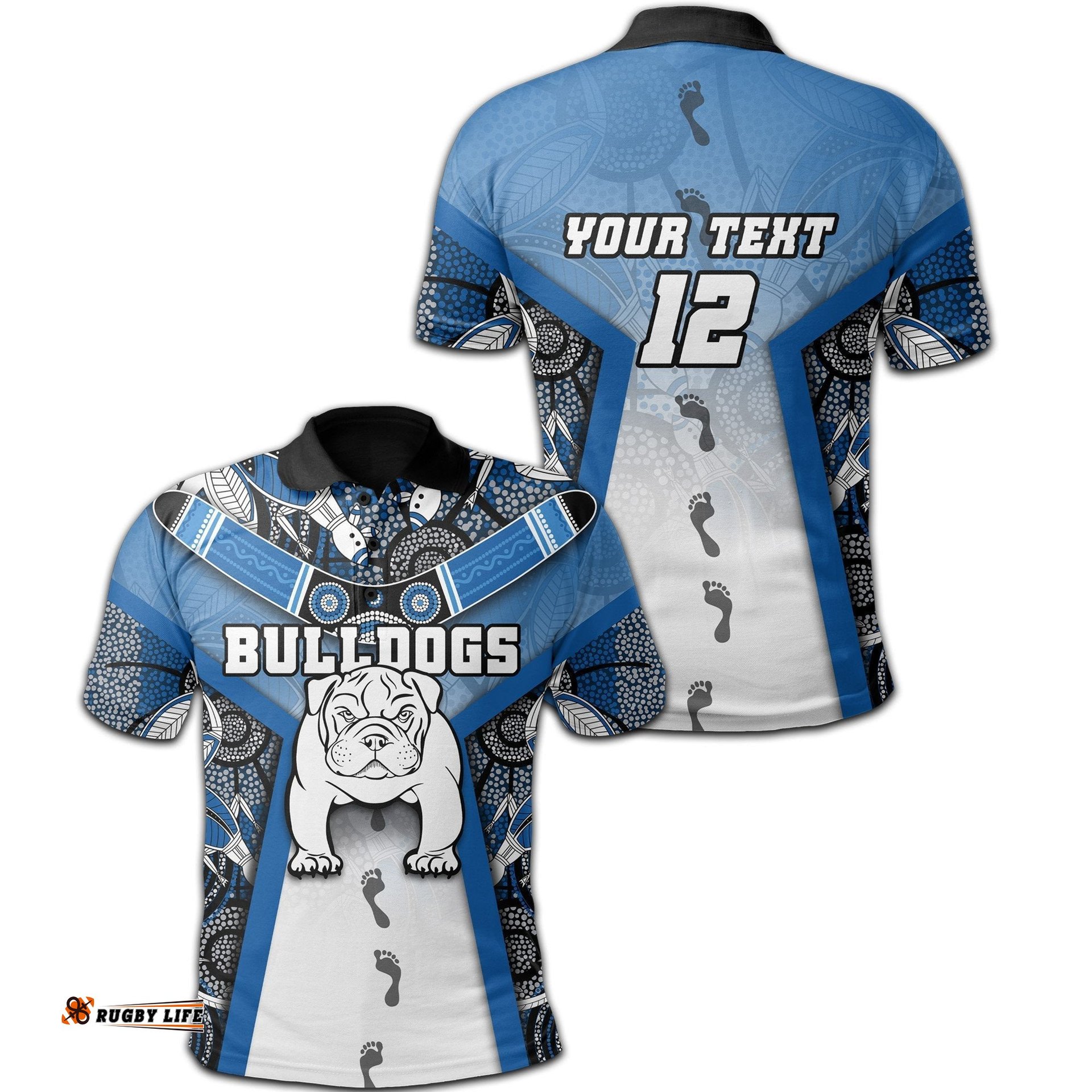 Custom Personalised Australia Bulldogs Rugby Polo Shirt Indigenous Survival World