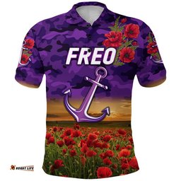 Fremantle Dockers ANZAC Polo Shirt Freo Poppy Vibes