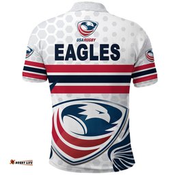 Custom Personalised USA Rugby Polo Shirt Eagles Simple Style - White