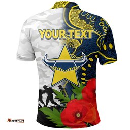 Custom PersonalisedCowboys Anzac Day Aboriginal Mix Army Patterns Polo Shirt