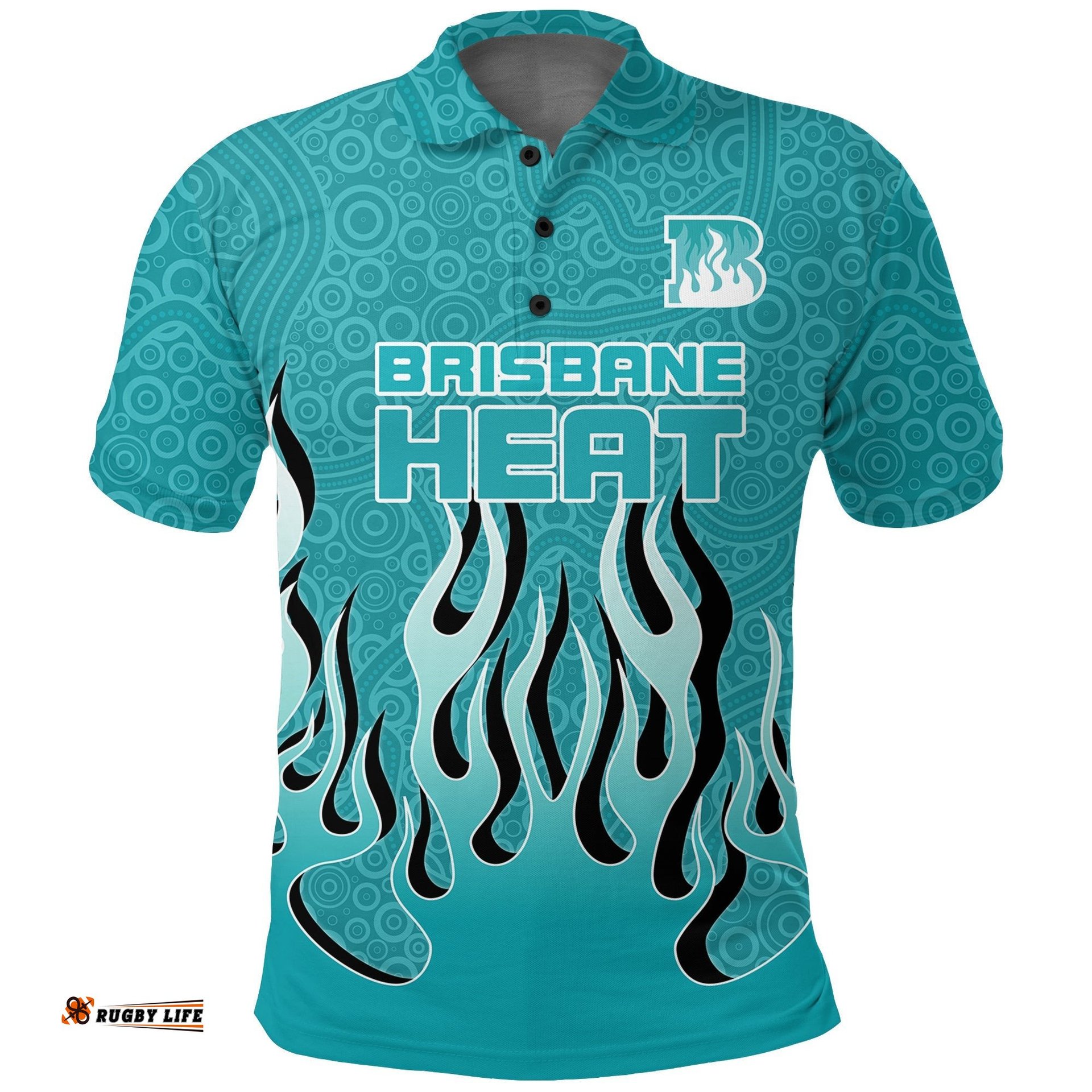 Brisbane Heat Polo Shirt - Aboriginal Style Of Dot Fire -