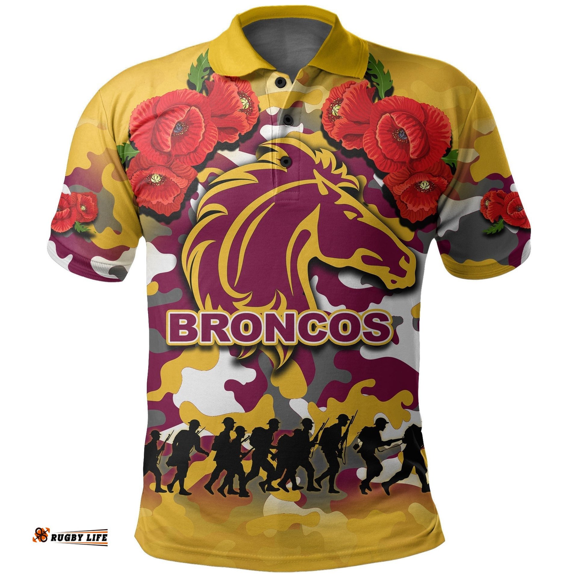 Anzac Day Polo Shirt Broncos Army Style No.1