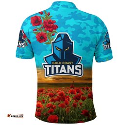 Titans ANZAC Polo Shirt Poppy Flowers Vibes
