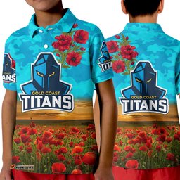 Titans ANZAC Polo Shirt Poppy Flowers Vibes