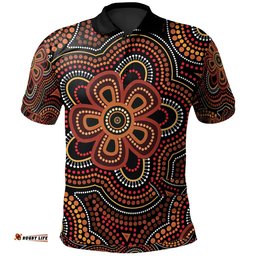 ABoriginal Polo Shirt - Aboriginal Dot Painting Flowers Style Ver02