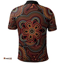 ABoriginal Polo Shirt - Aboriginal Dot Painting Flowers Style Ver02