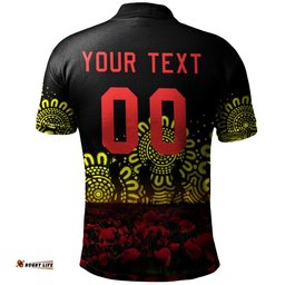 Penrith Panthers Polo Shirt Personalized Aboriginal Rugby Anzac Day Poppy With Soldiers - NRL