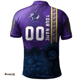 Melbourne Storm Aboriginal Polo Shirt Rugby Indigenous Kangaroo Tracks - NRL