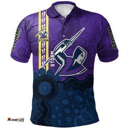 Melbourne Storm Aboriginal Polo Shirt Rugby Indigenous Kangaroo Tracks - NRL