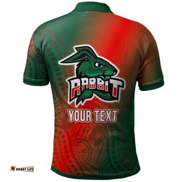 Rabbitohs Rugby Polo Shirt - Custom Rabbit Sport With Aboriginal Patterns Polo Shirt