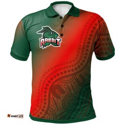 Rabbitohs Rugby Polo Shirt - Custom Rabbit Sport With Aboriginal Patterns Polo Shirt