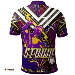 Storm Rugby Polo Shirt - Custom Storm And Thunder Aboriginal Style Of Dot Background Personalised Player And Number Polo Shirt