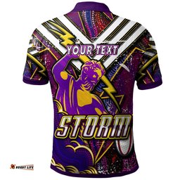 Storm Rugby Polo Shirt - Custom Storm And Thunder Aboriginal Style Of Dot Background Personalised Player And Number Polo Shirt