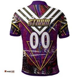 Storm Rugby Polo Shirt - Custom Storm And Thunder Aboriginal Style Of Dot Background Personalised Player And Number Polo Shirt