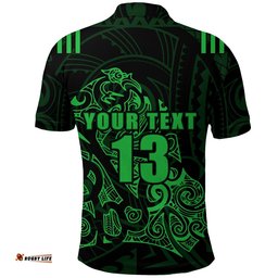 Custom Personalised Aotearoa Super Rugby Polo Shirt Maori Kiwi Green - Custom Text and Number