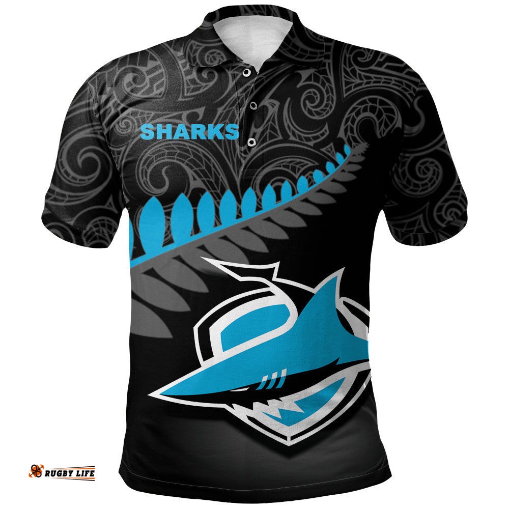 Cronulla-Sutherland Sharks Polo Shirt Rugby Maori - NRL
