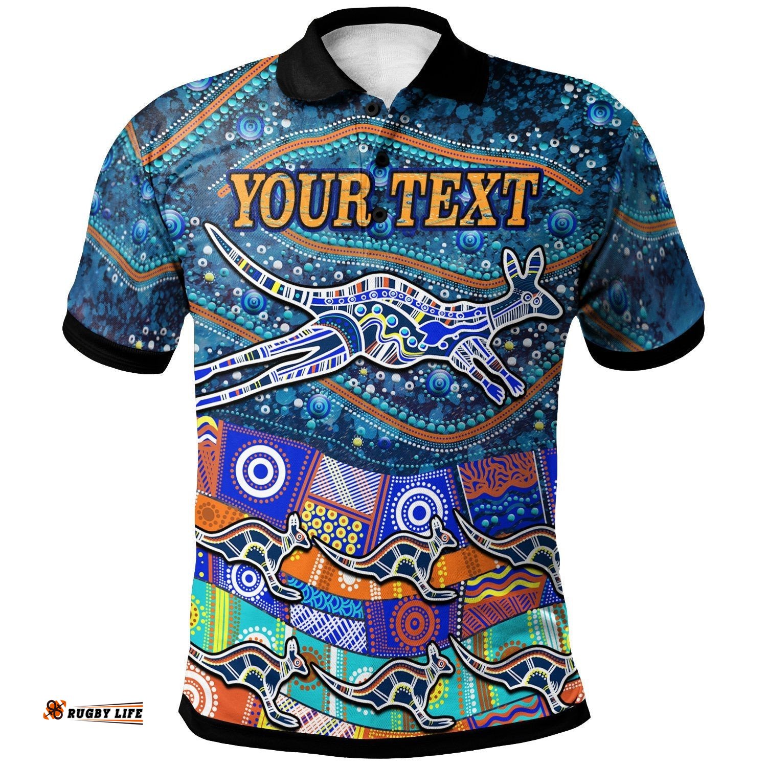 Custom Text Polo Shirts - Kangaroo Dreaming