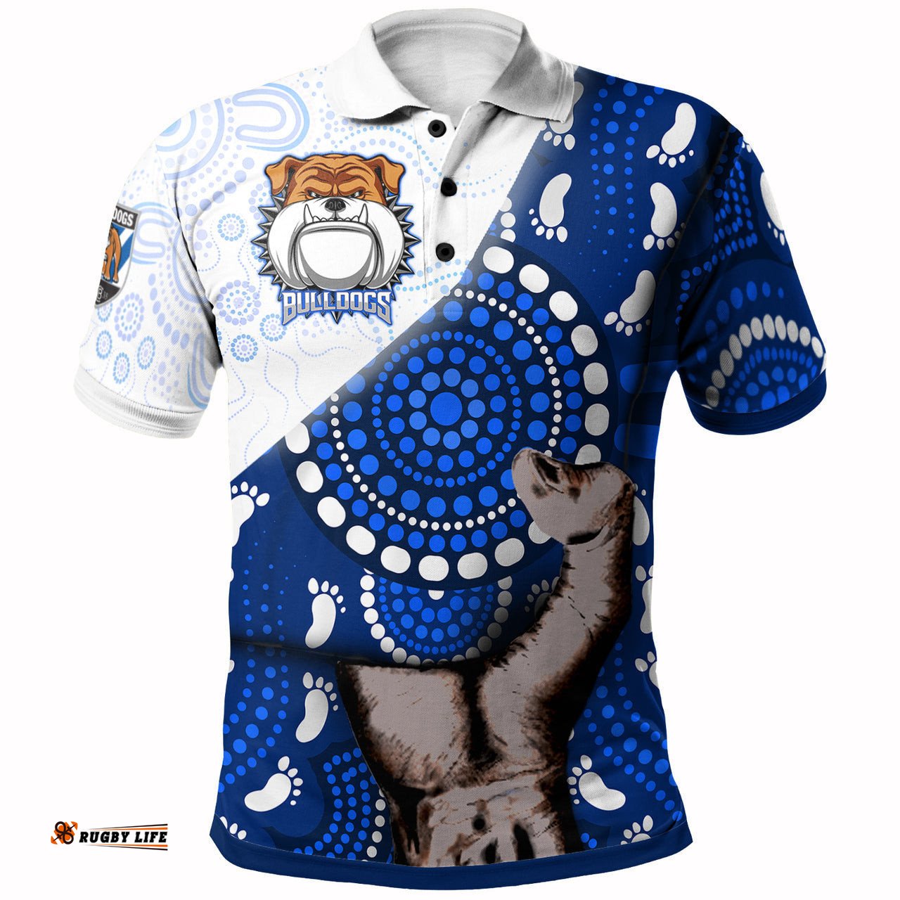 Bulldogs Rugby Aboriginal Custom Patronage Polo Shirt - Canterbury-Bankstown Bulldogs Bloods In My Veins