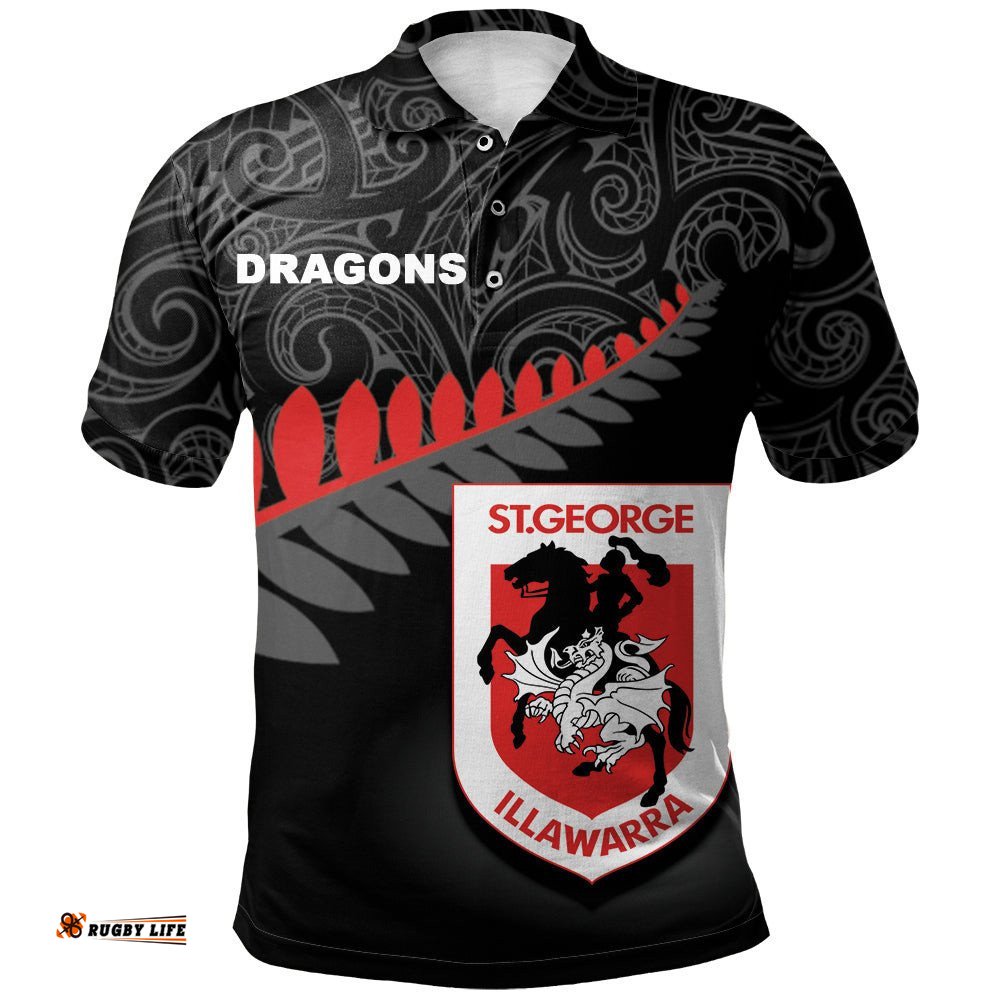 St. George Illawarra Dragons Polo Shirt Rugby Maori - NRL