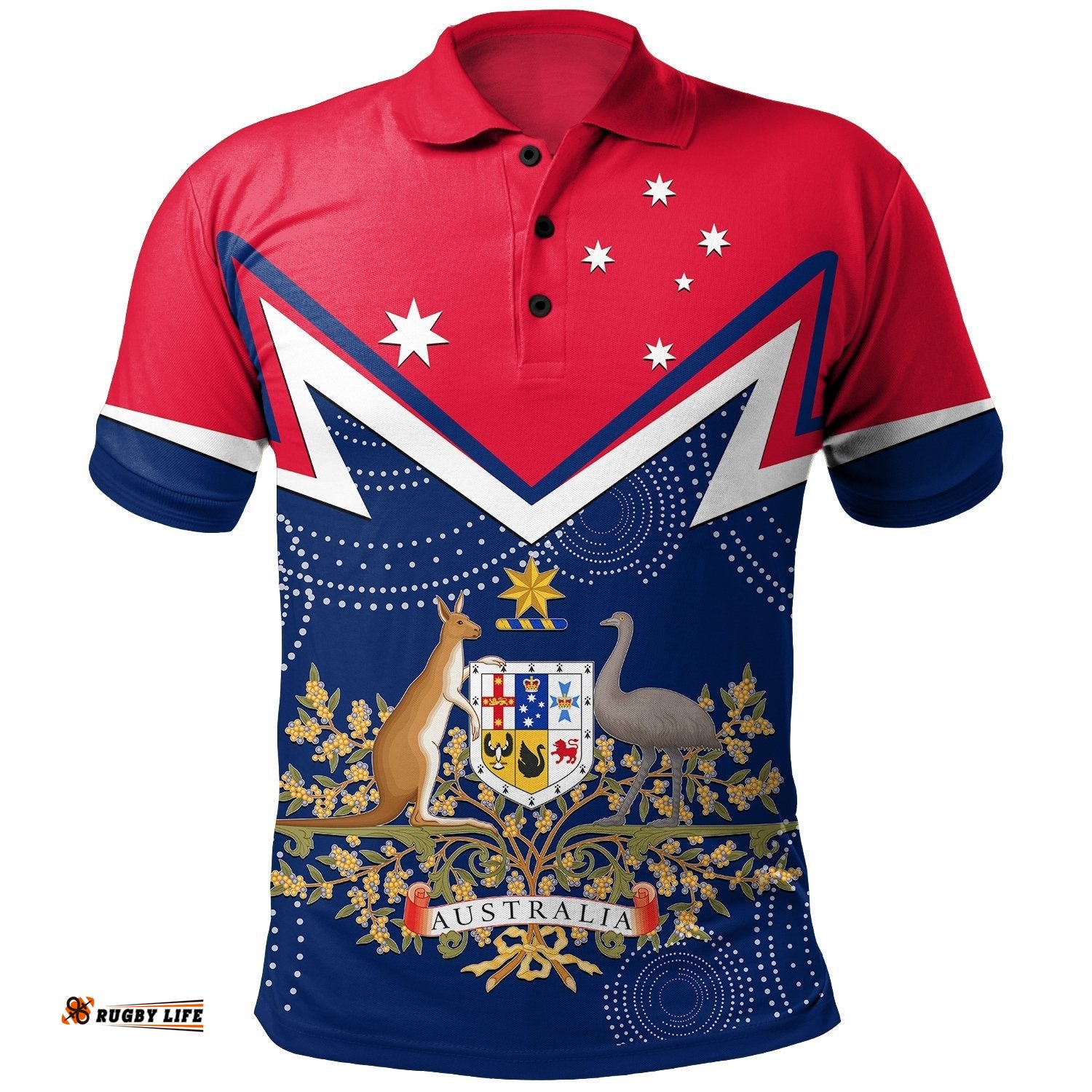 Polo Shirt - Australian Coat Of Arms Flag Color