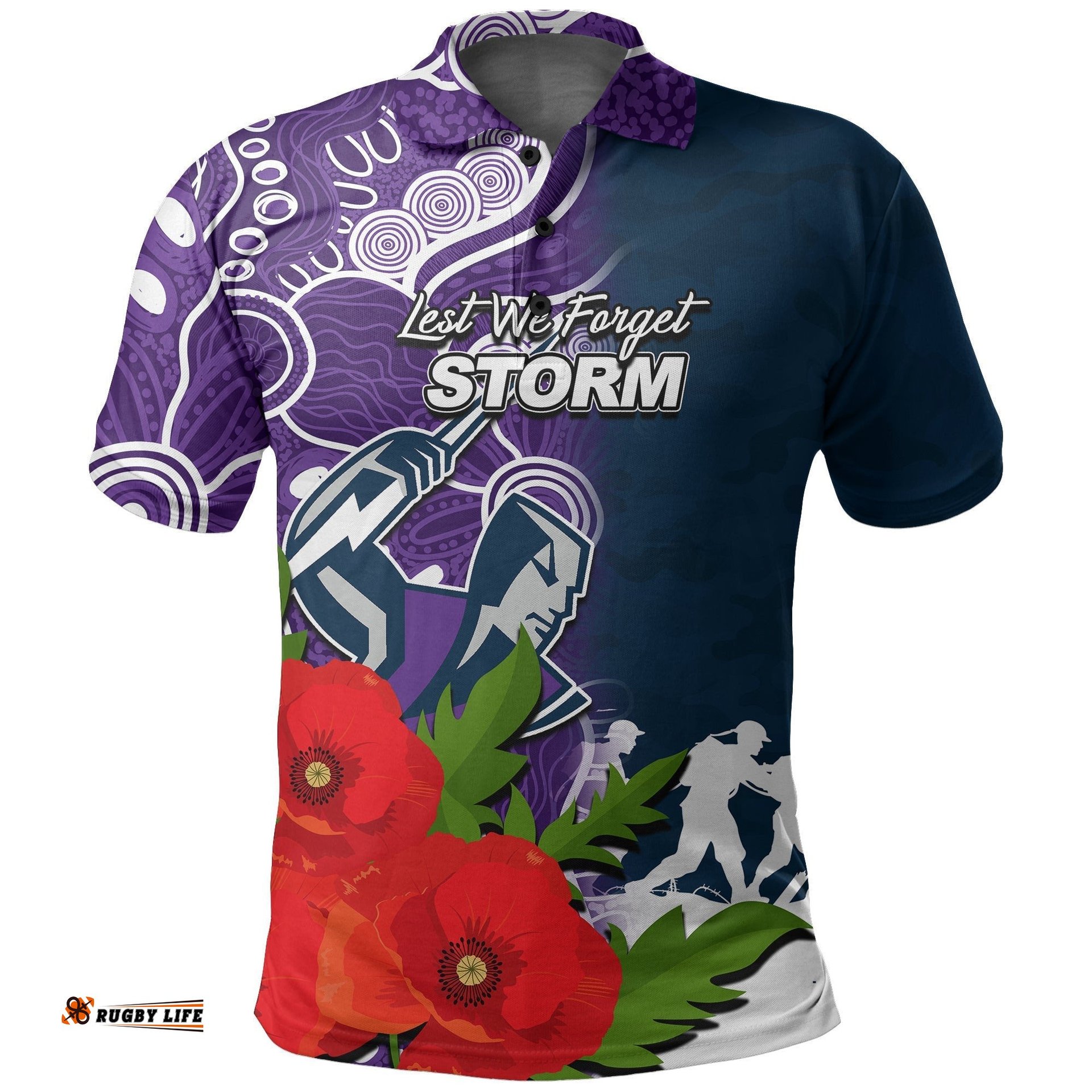 Custom PersonalisedStorm Anzac Day Aboriginal Mix Army Patterns Polo Shirt