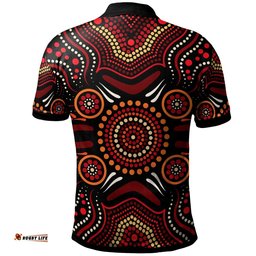 Aboriginal Polo Shirt - Aboriginal Boomerangs With Dot Painting Pattern
