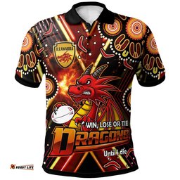 St. George Rugby Polo Shirt - Custom Dragons Mascot Illawarra Rugby with Aboriginal Art Player And Number Polo Shirt