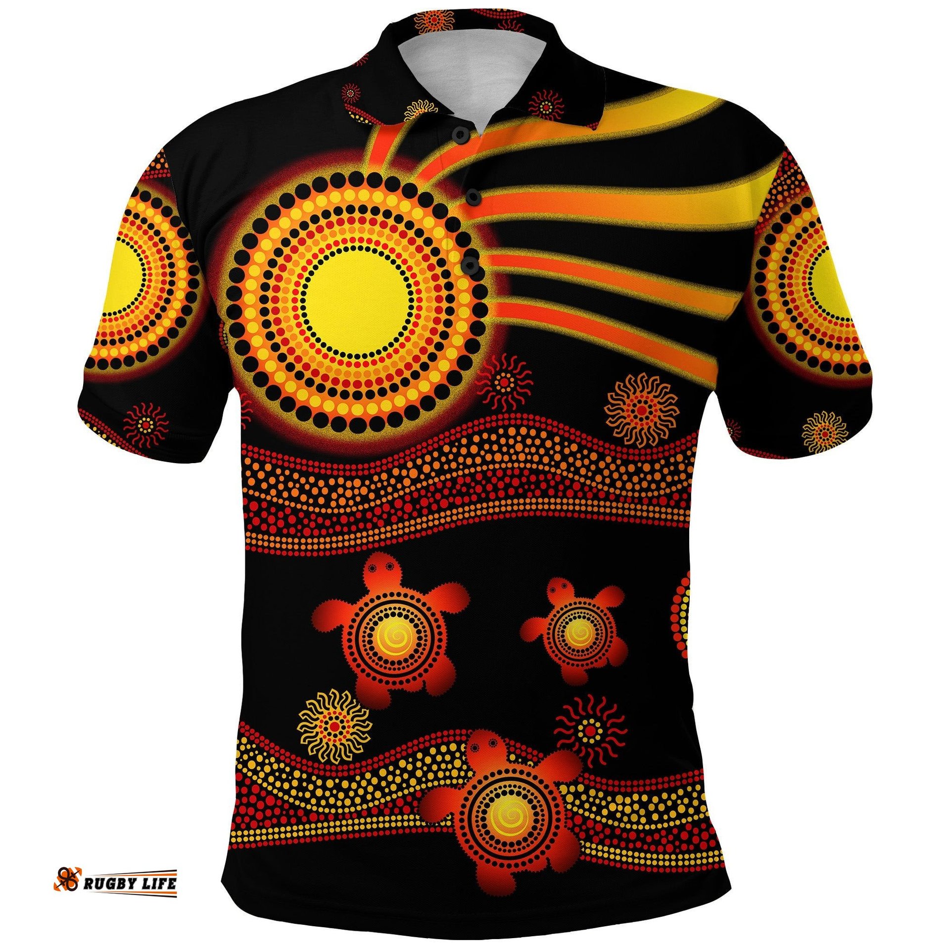 Custom Personalised Aboriginal Indigenous Flag Vibes Polo Shirt Turtle