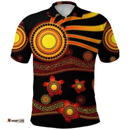 Custom Personalised Aboriginal Indigenous Flag Vibes Polo Shirt Turtle