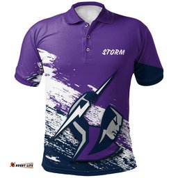 Melbourne Storm Polo Shirt Grunge Style Hot Trending - NRL