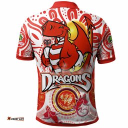 St. George Rugby Polo Shirt - Custom St. George Illawarra Dragons Mascot With Aboriginal Art Personalised Player And Number Polo Shirt