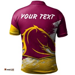Brisbane Broncos Polo Shirt Grunge Style Hot Trending - NRL