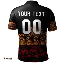 Wests Tigers Polo Shirt Personalized Aboriginal Rugby Anzac Day Poppy With Soldiers - NRL