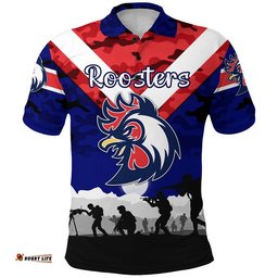 Custom Personalised Sydney Roosters ANZAC 2022 Polo Shirt Simple Style - Blue