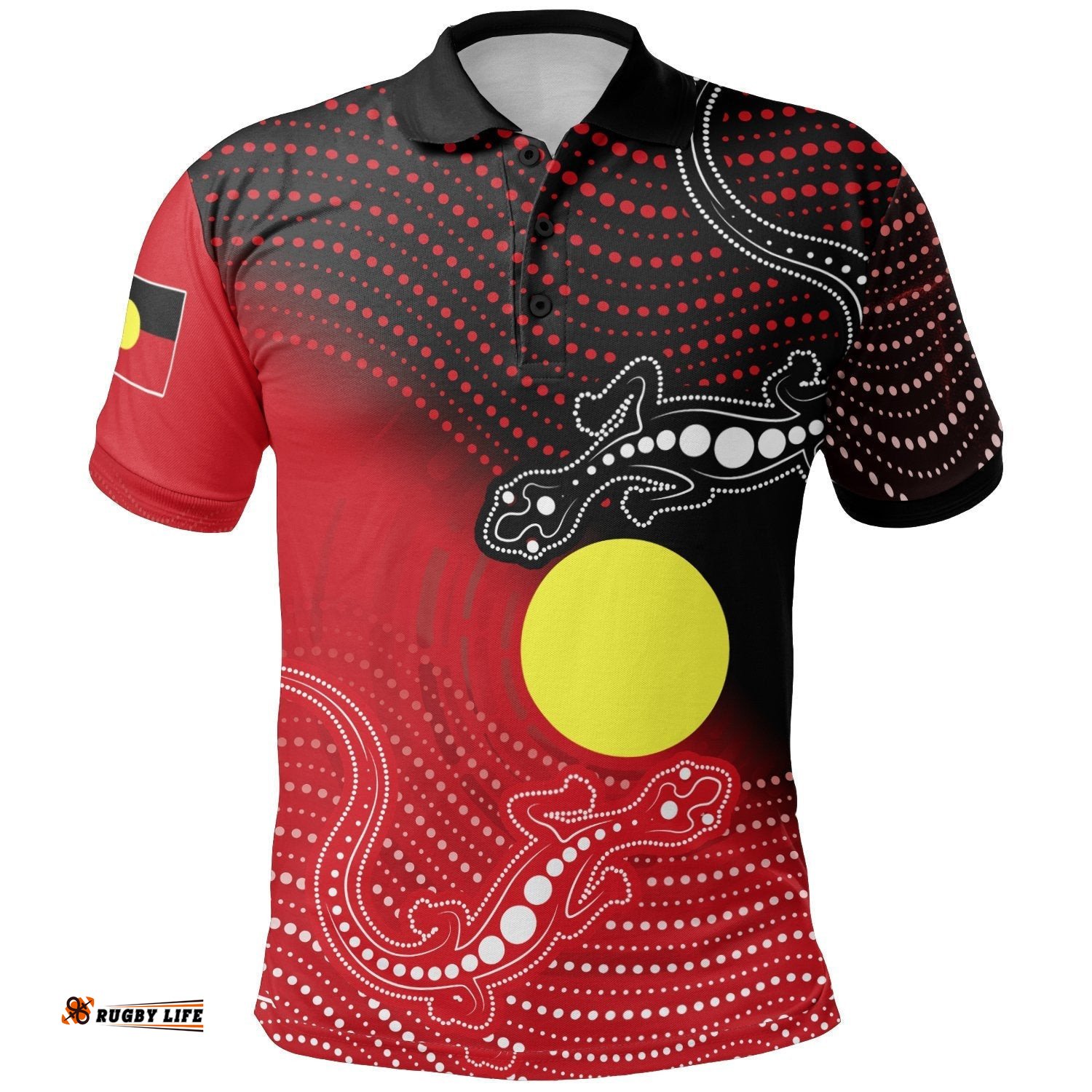 Aboriginal Polo Shirts - Two Indigenous Lizard