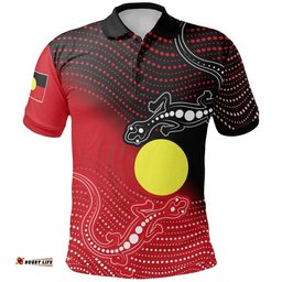Aboriginal Polo Shirts - Two Indigenous Lizard