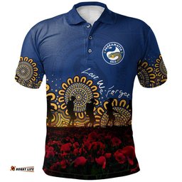 Parramatta Eels Polo Shirt Personalized Aboriginal Rugby Anzac Day Poppy With Soldiers - NRL