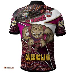 Queensland Rugby League Team Polo Shirt - Custom Queensland Maroons With Aboriginal Patterns STATE OF ORIGIN Polo Shirt