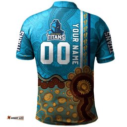 Gold Coast Titans Aboriginal Polo Shirt Rugby Indigenous Kangaroo Tracks - NRL