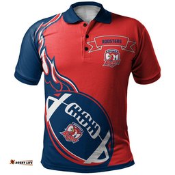 Sydney Roosters Polo Shirt Flame Ball - NRL
