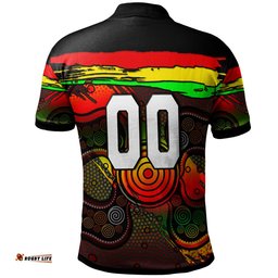 Panthers Rugby Polo Shirt - Custom Panther With Aboriginal Style Of Dot Painting Personalised Player And Number Polo Shirt