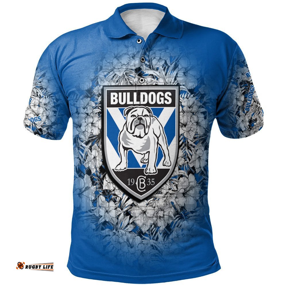 Canterbury-Bankstown Bulldogs Polo Shirt Personalized Polynesian Hibiscus Tropical Vintage - NRL