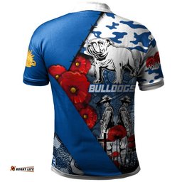 Bulldogs Rugby Anzac Polo Shirt - Remembrance Indigenous With Poppy - NRL