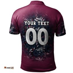 Manly Warringah Sea Eagles Polo Shirt Polynesian Hibiscus Tropical Vintage  - NRL