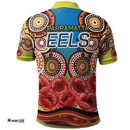 Eels Rugby Aboriginal Polo Shirt - Anzac Day Let We Forgot Poppy Flower Patterns Polo Shirt