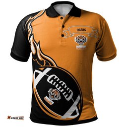 Wests Tigers Polo Shirt Flame Ball - NRL